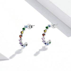 Rainbow Half Hoop Earrings