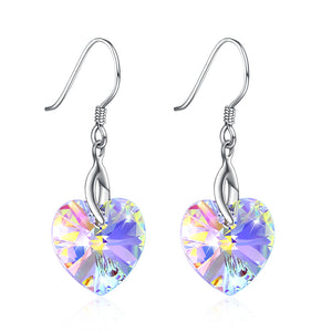 Iridescent Heart Crystals Earrings