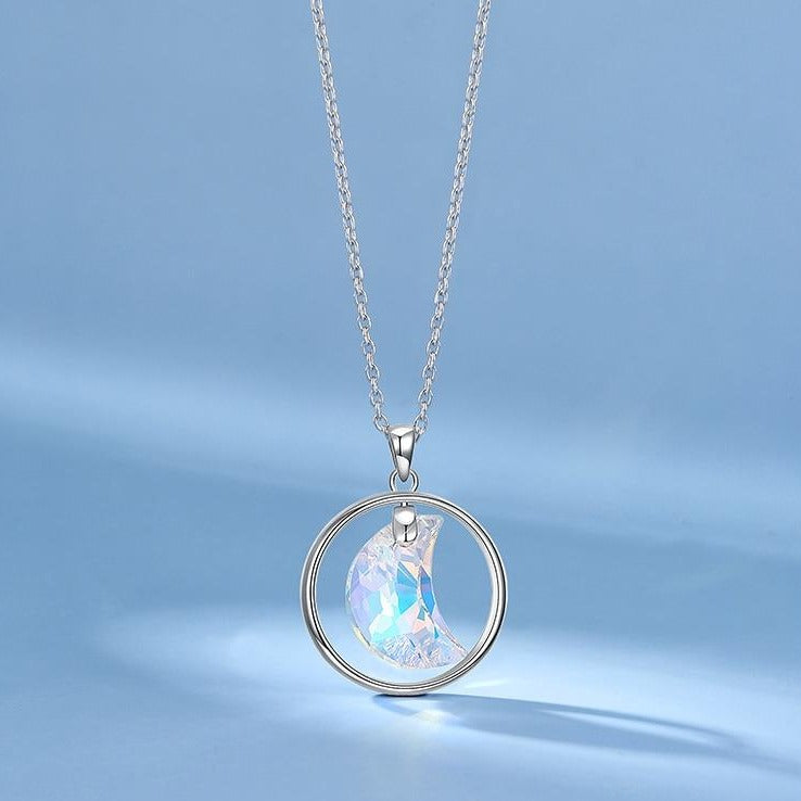 Iridescent Crescent Moon Necklace