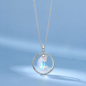 Iridescent Crescent Moon Necklace