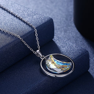 Iridescent Crescent Moon Necklace