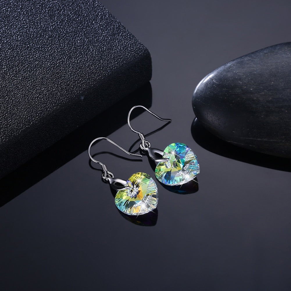 Iridescent Heart Crystals Earrings