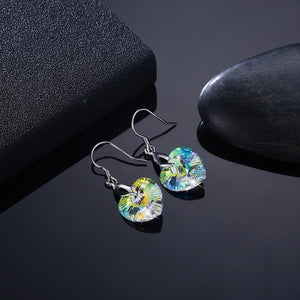 Iridescent Heart Crystals Earrings
