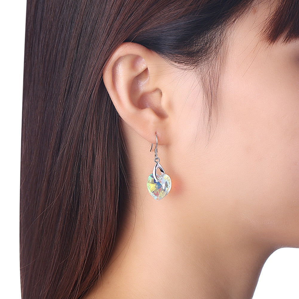 Iridescent Heart Crystals Earrings