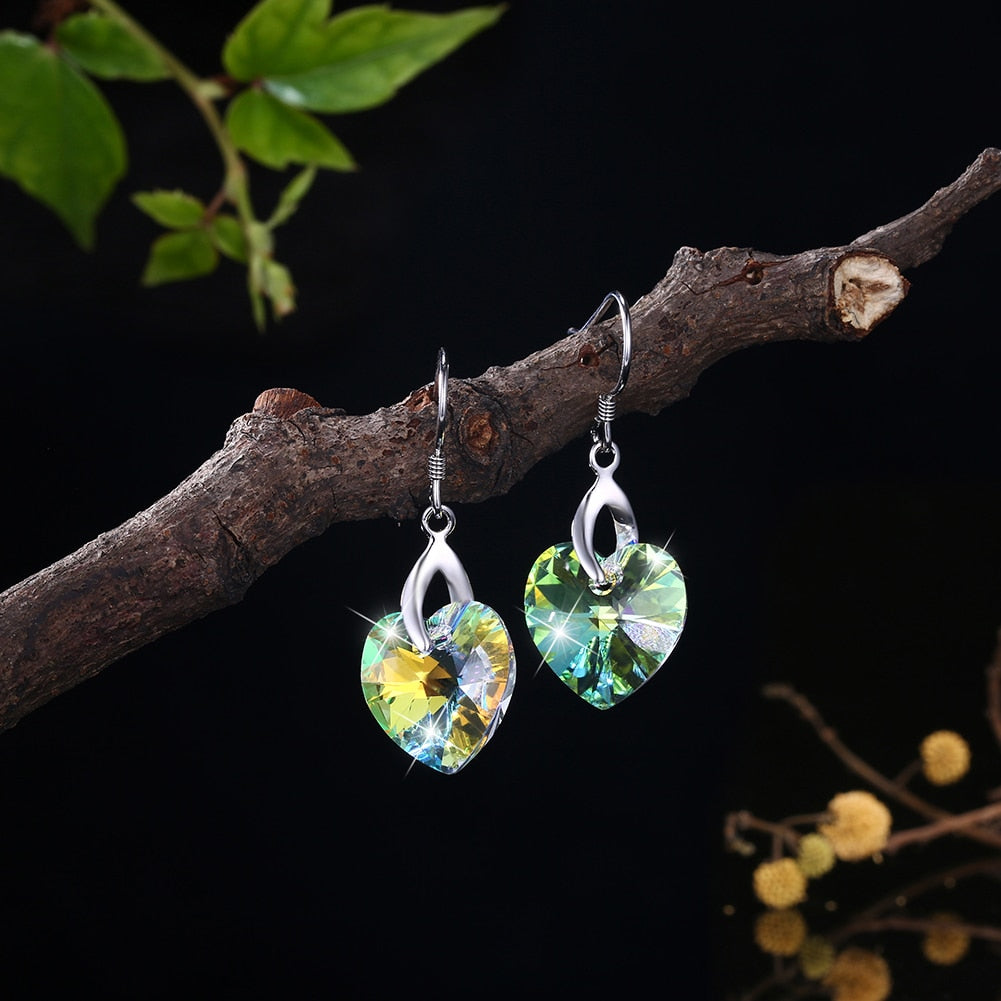 Iridescent Heart Crystals Earrings