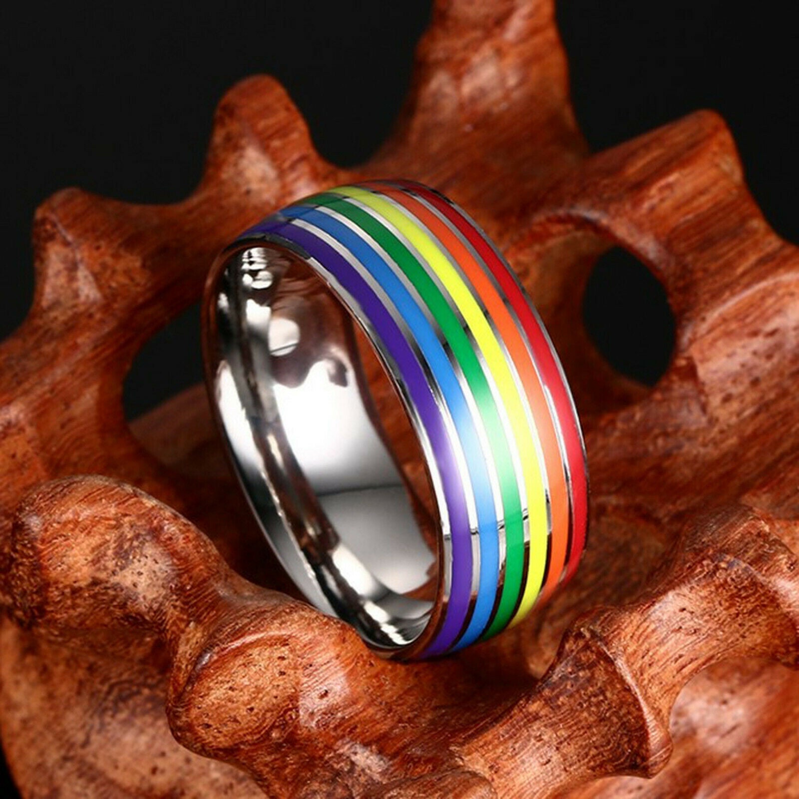 Pride Stripes Enamel Ring