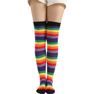 Rainbow Over-the-Knee High Socks