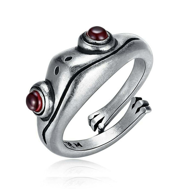 Realistic Silver Frog Adjustable Rings