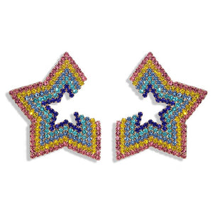 Rainbow Rhinestones Statement Earrings