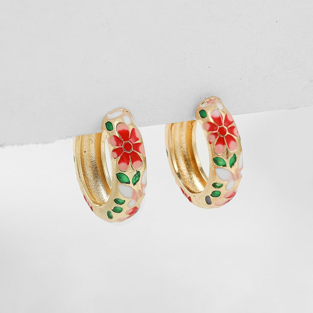 Vintage Florals Huggies Earrings