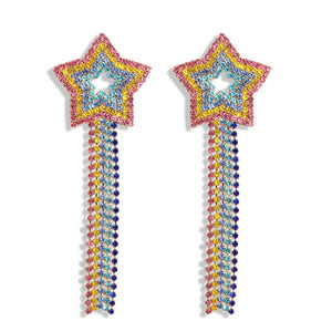 Rainbow Rhinestones Statement Earrings