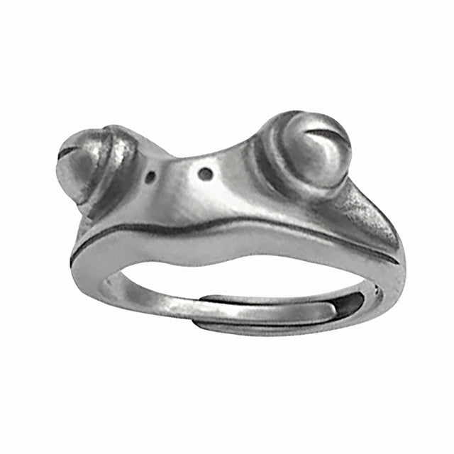 Realistic Silver Frog Adjustable Rings