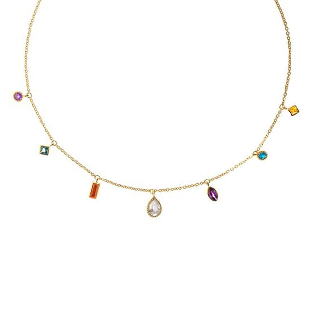 Rainbow Crystal Charms Necklace