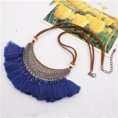 Bohemian Tassels Bib Necklace