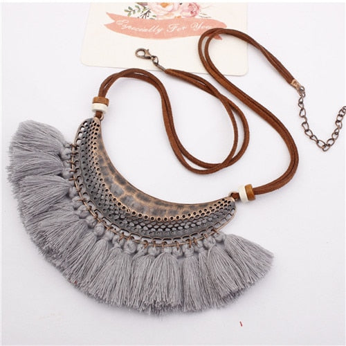 Bohemian Tassels Bib Necklace