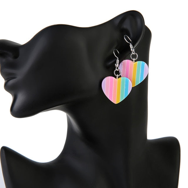 Rainbow Jelly Heart Stars Earrings