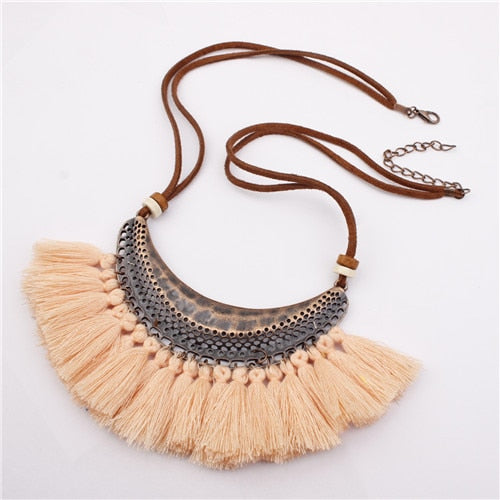 Bohemian Tassels Bib Necklace