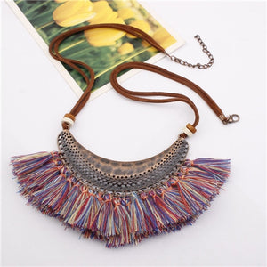 Bohemian Tassels Bib Necklace