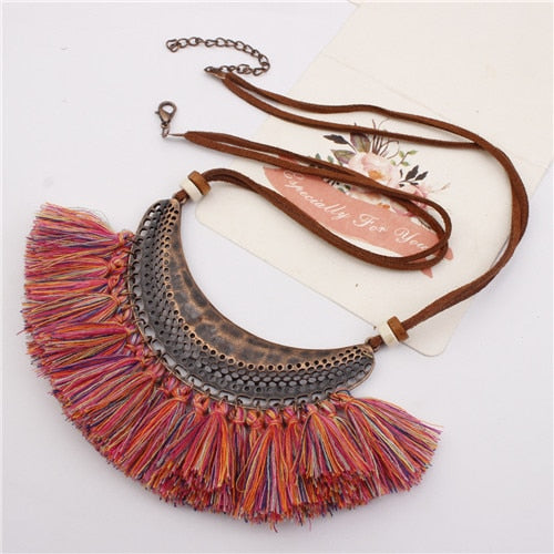 Bohemian Tassels Bib Necklace