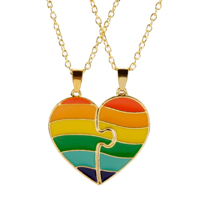 Pride Puzzle Heart Couple Necklaces