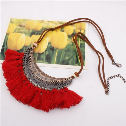 Bohemian Tassels Bib Necklace