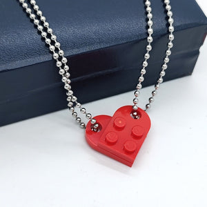 Heart-Shaped Bricks Couple Necklace