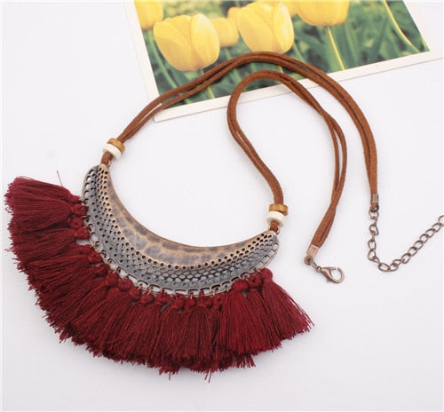 Bohemian Tassels Bib Necklace