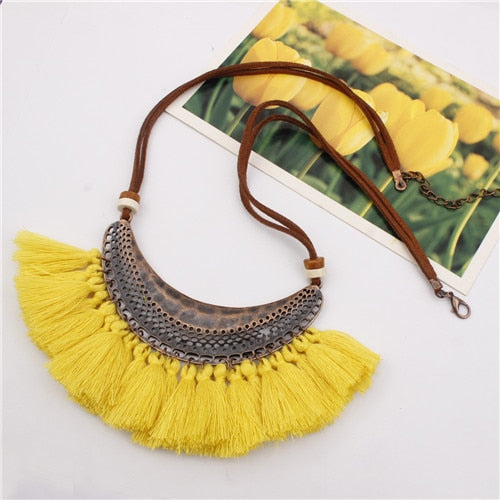 Bohemian Tassels Bib Necklace